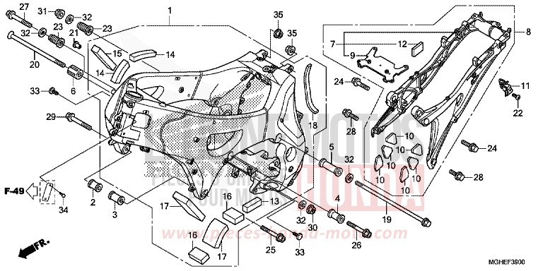 FRAME BODY for VFR1200X Dual Clutch MAT TITANIUM BLADE METALLIC (YR327) from 2014